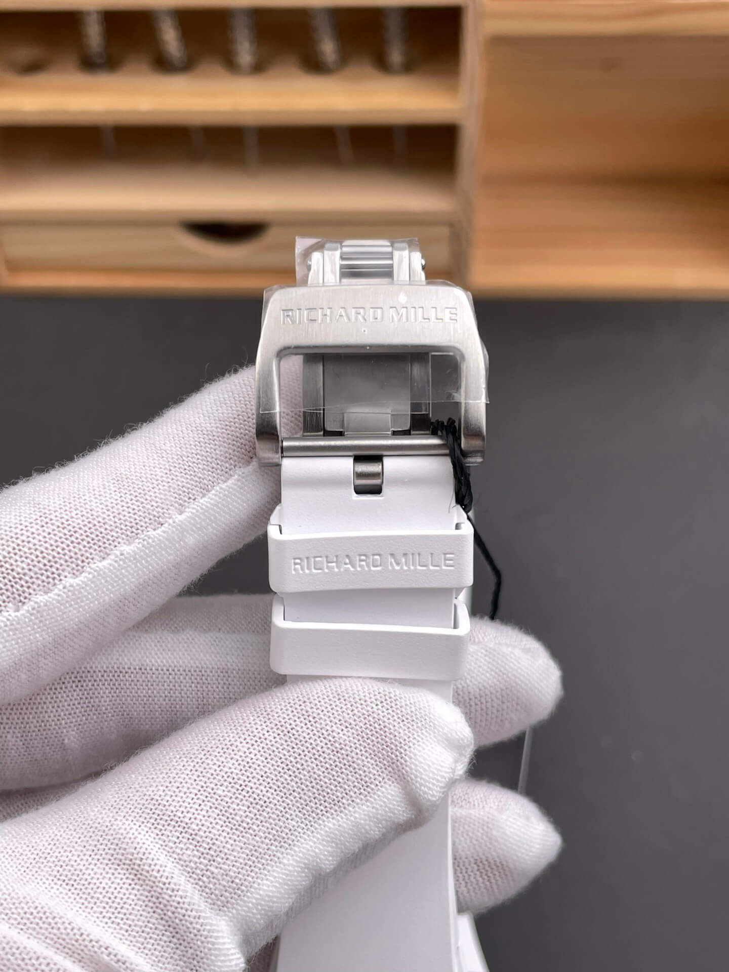 Richard Mille Replica RM 056-01 Tourbillon Sapphire Super Clone Watch Transparent White Rubber Crown