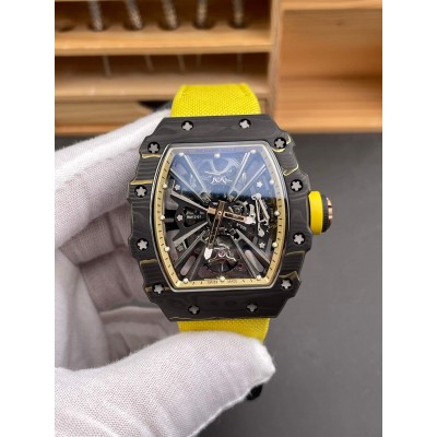 Richard Mille Replica RM 12-01 Tourbillon Super Clone Watch Carbon Yellow Crown Nylon