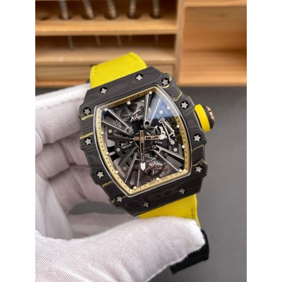 Richard Mille Replica RM 12-01 Tourbillon Super Clone Watch Carbon Yellow Crown Nylon