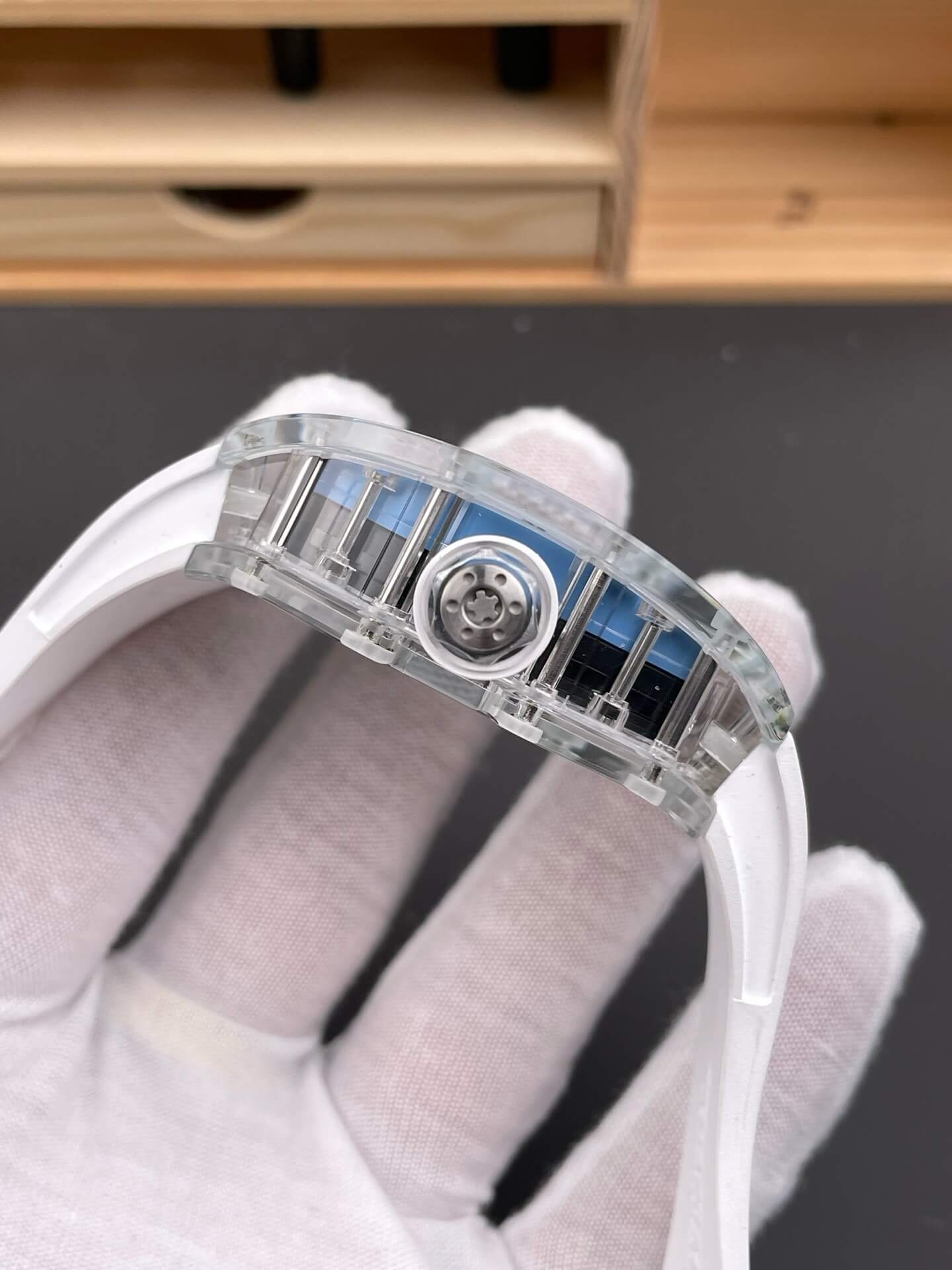 Richard Mille Replica RM 35-01 Rafael Nadal Super Clone Watch Transparent White Crown Rubber Richard Mille Replica RM 35-01 Rafael Nadal Super Clone Watch Transparent White Crown Rubber