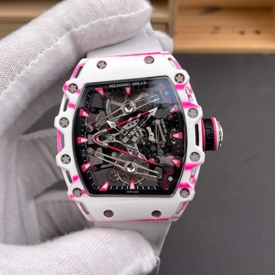 Richard Mille Replica RM 38-02 Tourbillon Bubba Watson Super Clone Watch Carbon Black Crown White Nylon