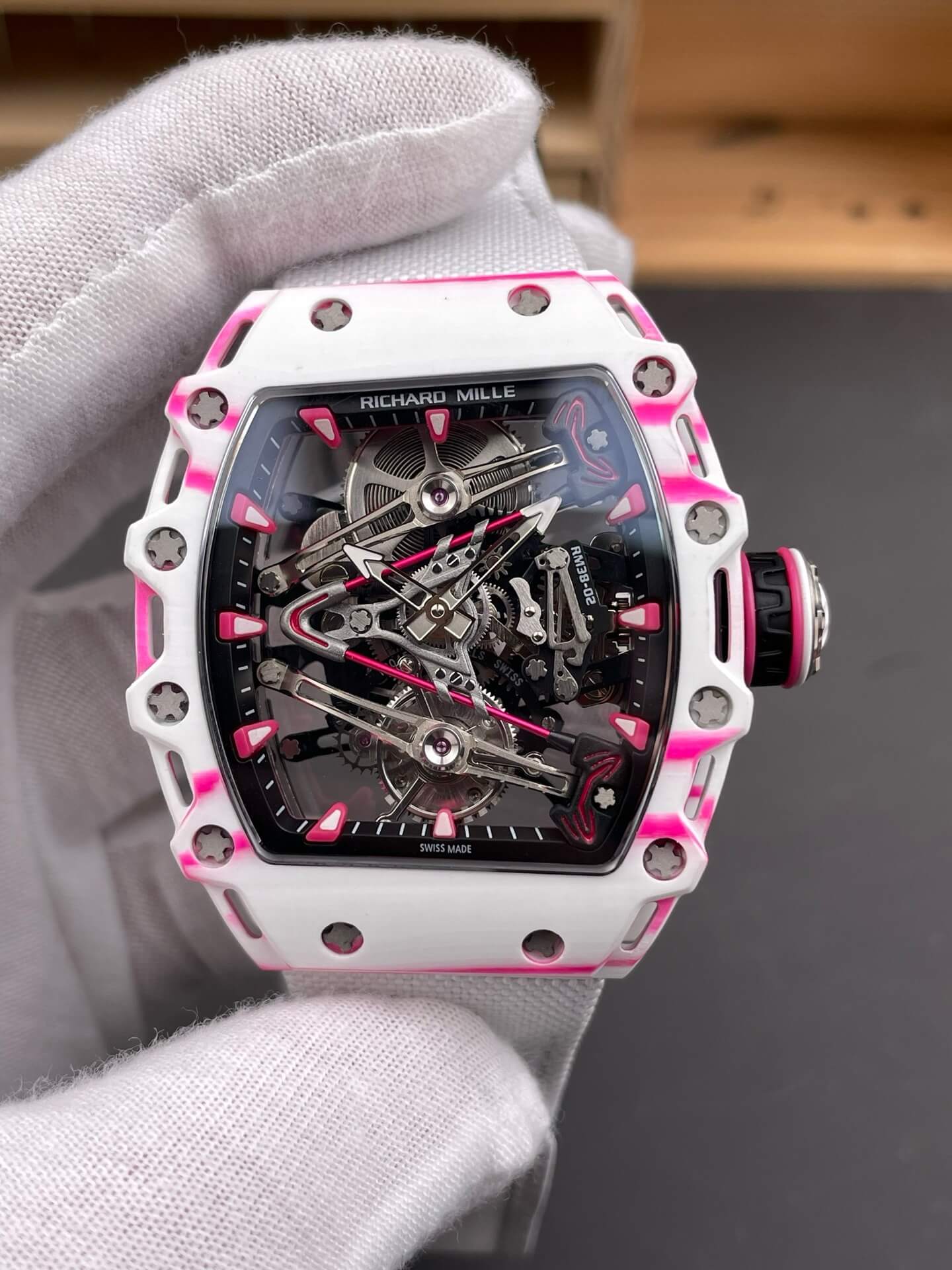 Richard Mille Replica RM 38-02 Tourbillon Bubba Watson Super Clone Watch Carbon Black Crown White Nylon