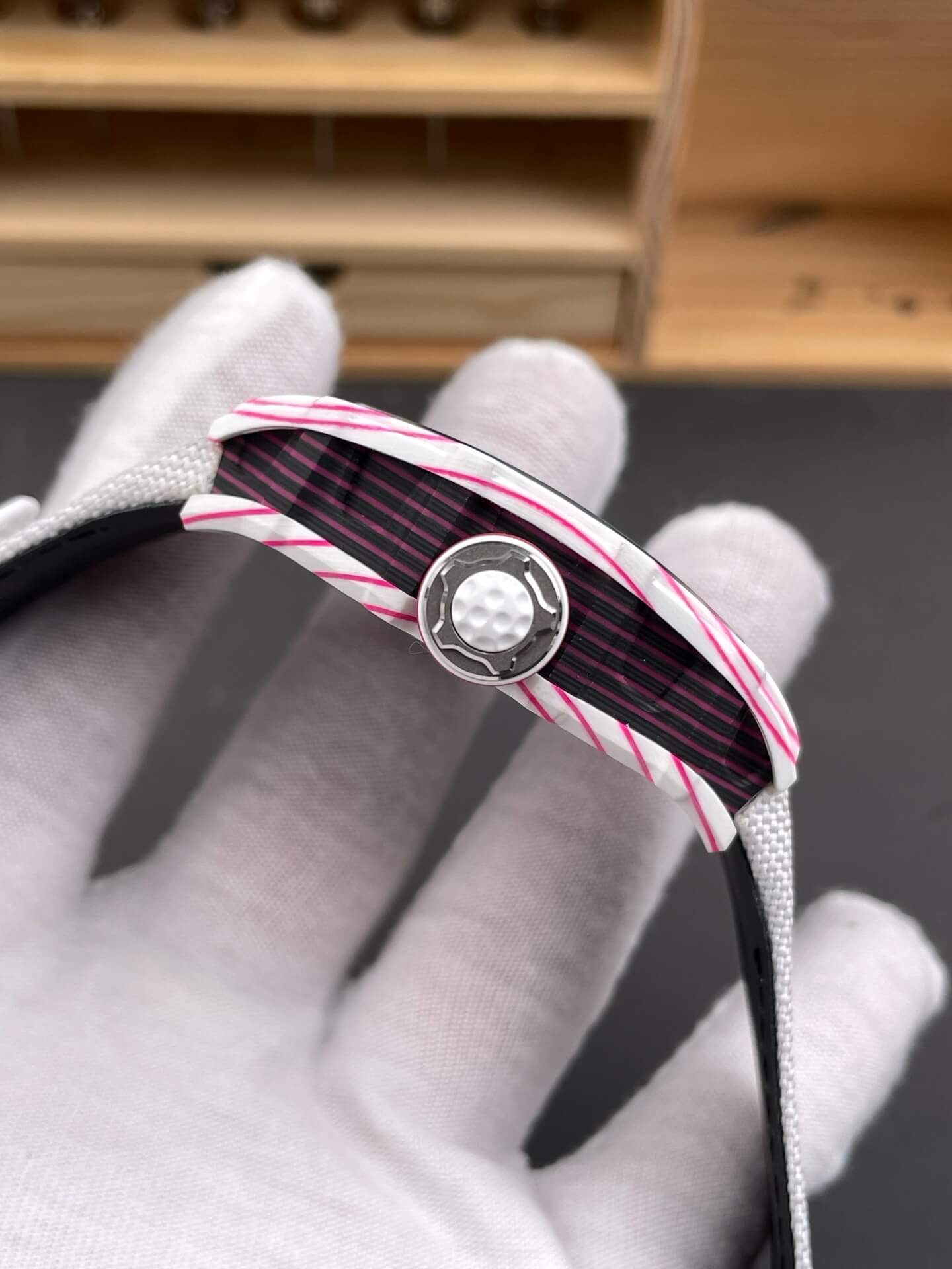 Richard Mille Replica RM 38-02 Tourbillon Bubba Watson Super Clone Watch Carbon Black Crown White Nylon