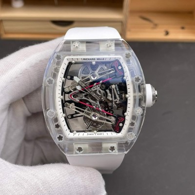 Richard Mille Replica RM 38-02 Tourbillon Bubba Watson Super Clone Watch Transparent White Crown Rubber