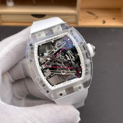Richard Mille Replica RM 38-02 Tourbillon Bubba Watson Super Clone Watch Transparent White Crown Rubber
