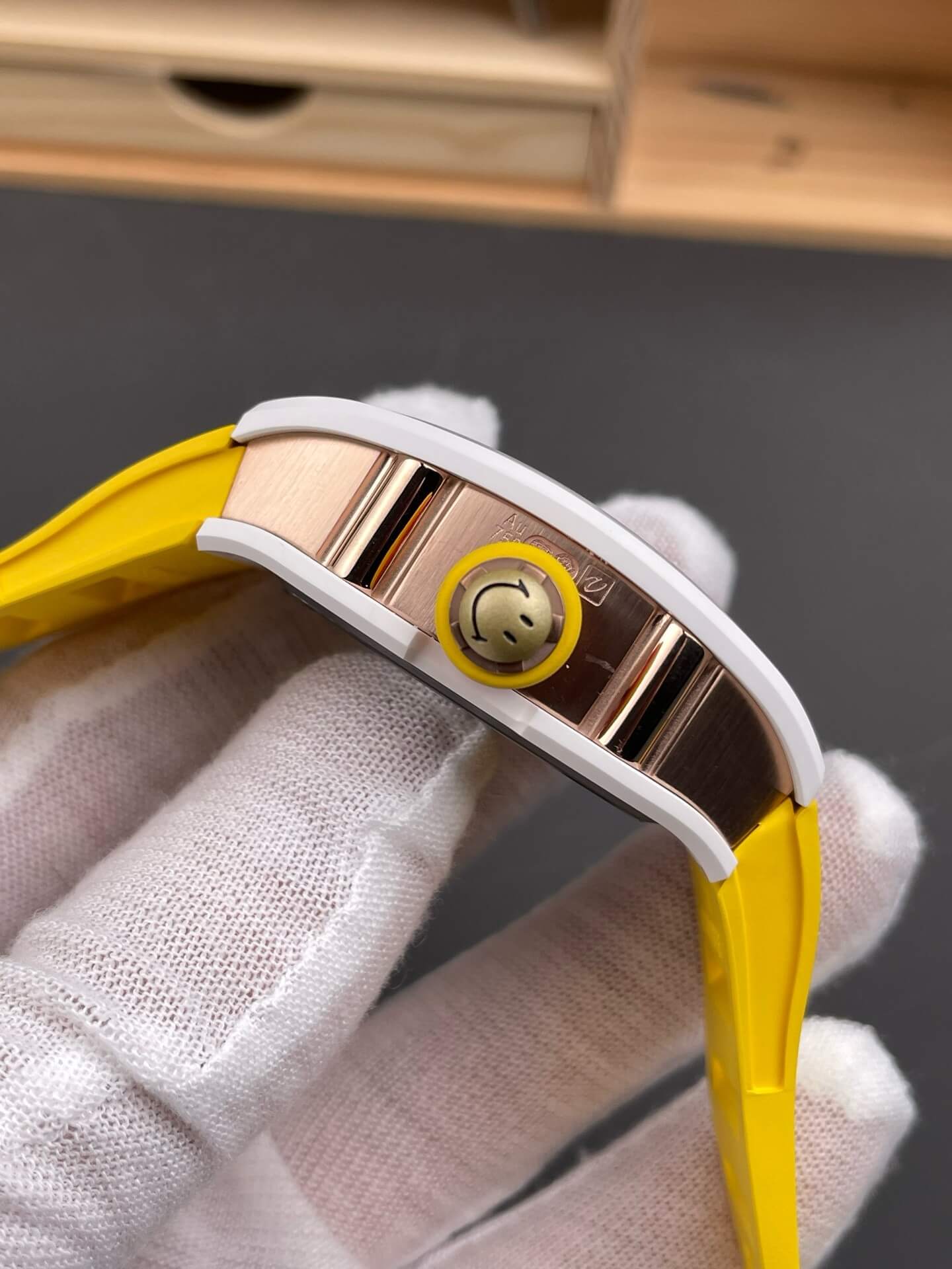 Richard Mille Replica RM 88 Smiley Super Clone Watch White Ceramic Yellow Rubber Richard Mille Replica RM 88 Smiley Super Clone Watch White Ceramic Yellow Rubber