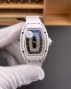 Richard Mille Replica RM 07-01 Super Clone Watch Onyx Diamonds Dial Claw Setting White Ceramic Rubber Crown