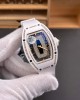 Richard Mille Replica RM 07-01 Super Clone Watch Onyx Diamonds Dial Claw Setting White Ceramic Rubber Crown