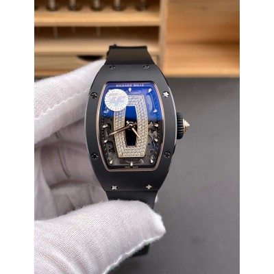 Richard Mille Replica RM 07-01 Super Clone Watch Onyx Diamonds Dial Black Ceramic Rubber Crown