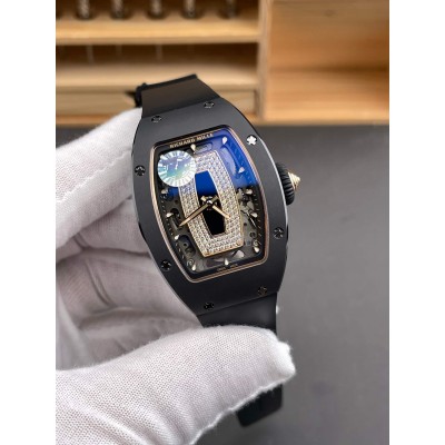 Richard Mille Replica RM 07-01 Super Clone Watch Onyx Diamonds Dial Black Ceramic Rubber Crown