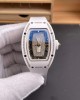 Richard Mille Replica RM 07-01 Super Clone Watch Mother of Pearl Diamonds Dial Claw Setting White Ceramic Rubber Crown