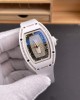 Richard Mille Replica RM 07-01 Super Clone Watch Mother of Pearl Diamonds Dial Claw Setting White Ceramic Rubber Crown