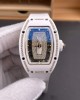 Richard Mille Replica RM 07-01 Super Clone Watch Mother of Pearl Diamonds Dial Claw Setting White Ceramic Rubber Crown