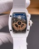 Richard Mille Replica RM 07-01 Super Clone Watch Mother of Pearl Diamonds Dial Claw Setting White Ceramic Rubber Crown