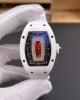 Richard Mille Replica RM 07-01 Super Clone Watch Red Diamonds Dial White Ceramic Rubber Crown