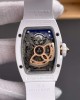 Richard Mille Replica RM 07-01 Super Clone Watch Red Diamonds Dial White Ceramic Rubber Crown