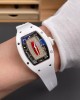 Richard Mille Replica RM 07-01 Super Clone Watch Red Diamonds Dial White Ceramic Rubber Crown