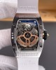 Richard Mille Replica RM 07-01 Super Clone Watch Onyx Diamonds Dial Snow Setting Stainless Steel White Rubber Black Crown