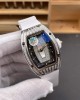 Richard Mille Replica RM 07-01 Super Clone Watch Mother of Pearl Diamonds Dial Grain Setting Stainless Steel White Rubber Crown