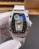 Richard Mille Replica RM 07-01 Super Clone Watch Mother of Pearl Diamonds Dial Grain Setting Stainless Steel White Rubber Crown
