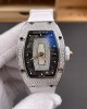 Richard Mille Replica RM 07-01 Super Clone Watch Mother of Pearl Diamonds Dial Snow Setting Stainless Steel White Rubber Crown