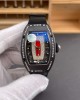 Richard Mille Replica RM 07-01 Super Clone Watch Red Diamonds Dial Claw Setting Black Ceramic Rubber Crown