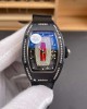Richard Mille Replica RM 07-01 Super Clone Watch Red Diamonds Dial Claw Setting Black Ceramic Rubber Crown
