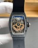 Richard Mille Replica RM 07-01 Super Clone Watch Red Diamonds Dial Claw Setting Black Ceramic Rubber Crown