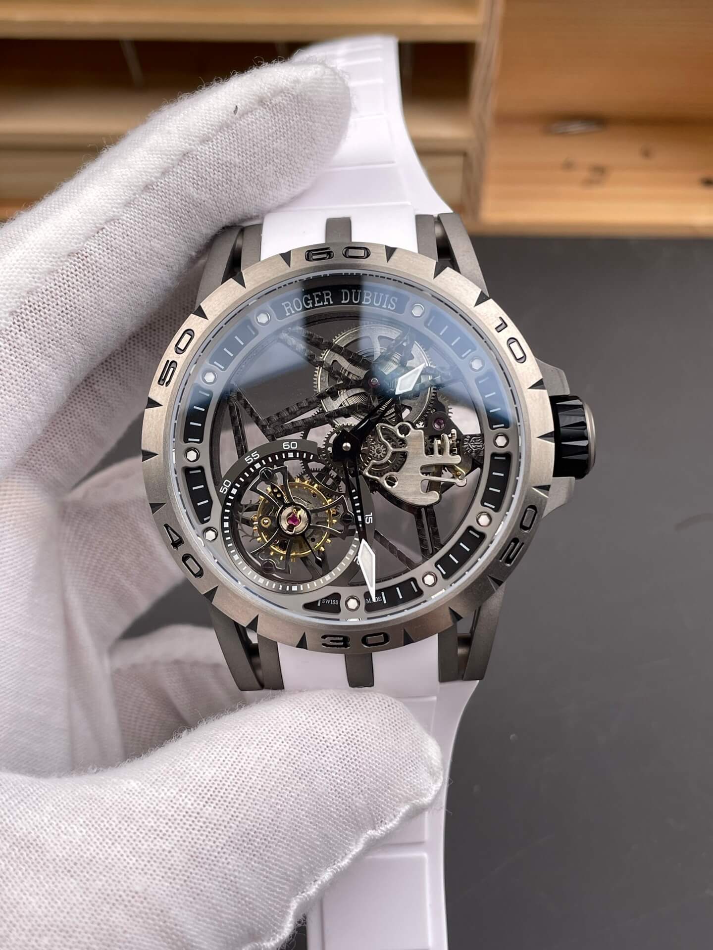 Roger Dubuis Replica Excalibur Spider Titanium White Super Clone Watch RDDBEX0479