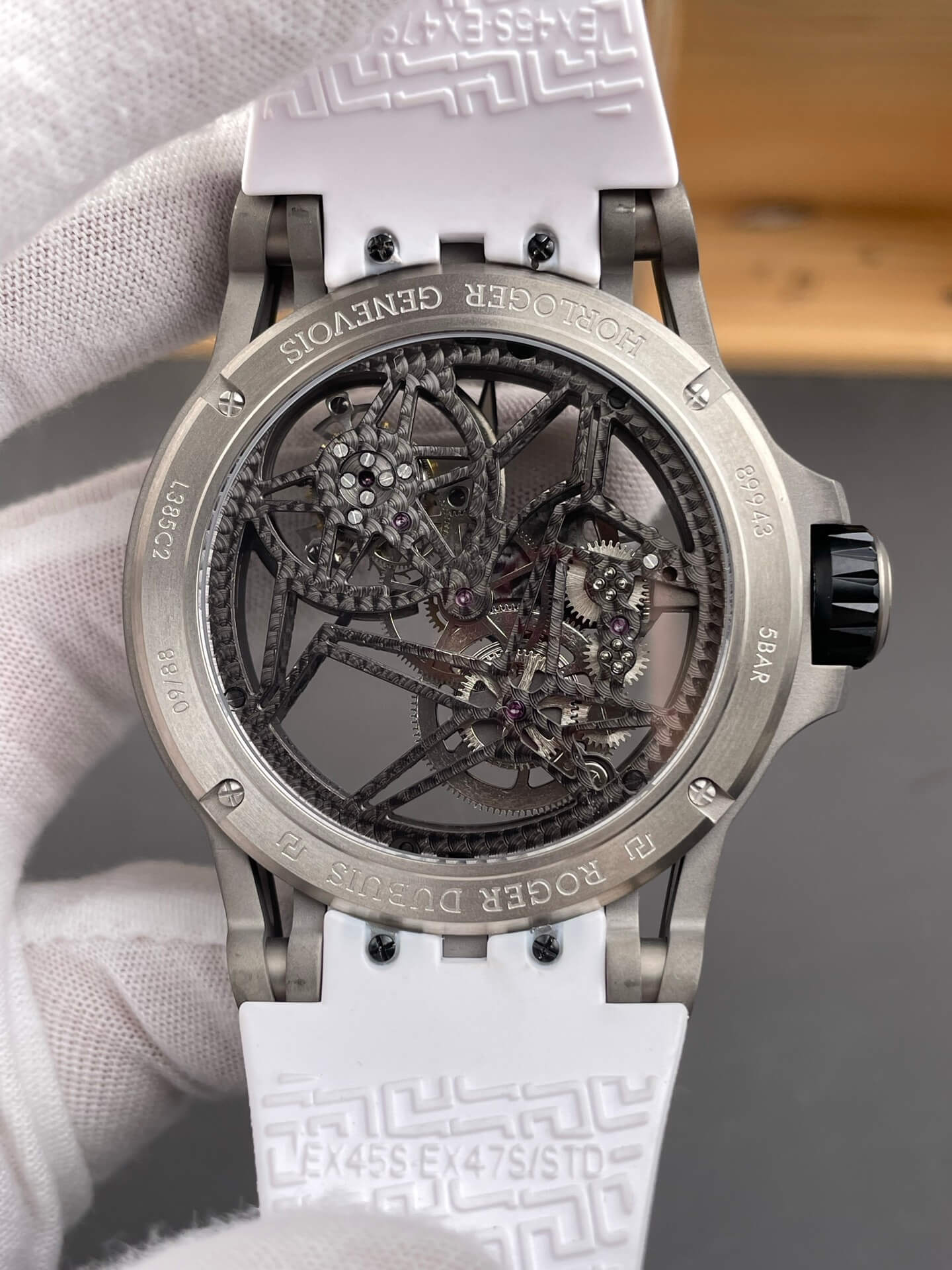 Roger Dubuis Replica Excalibur Spider Titanium White Super Clone Watch RDDBEX0479